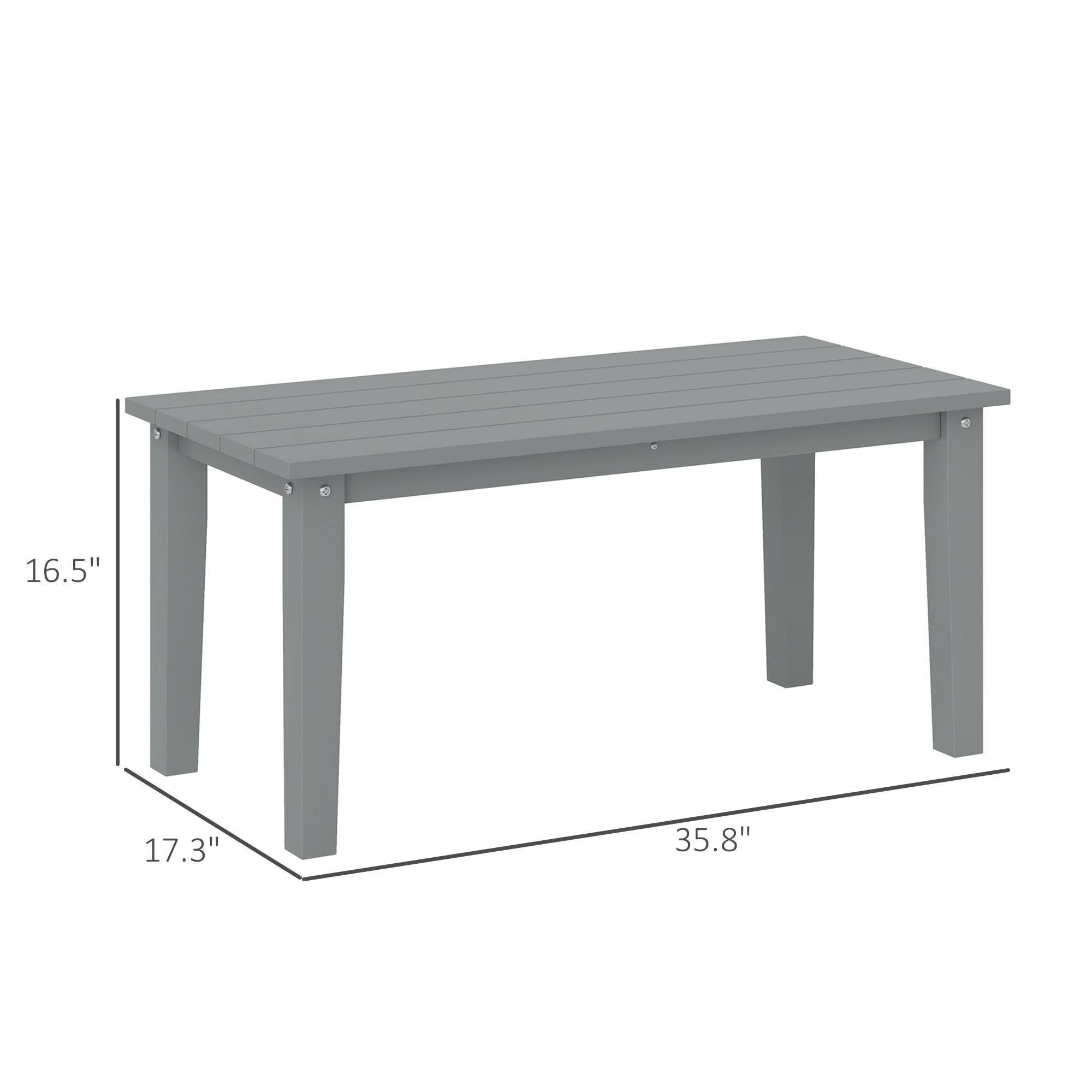 Rectangle Outdoor Coffee Table, HDPE All-Weather Outdoor Patio Table with Slatted Tabletop for Yard, Balcony