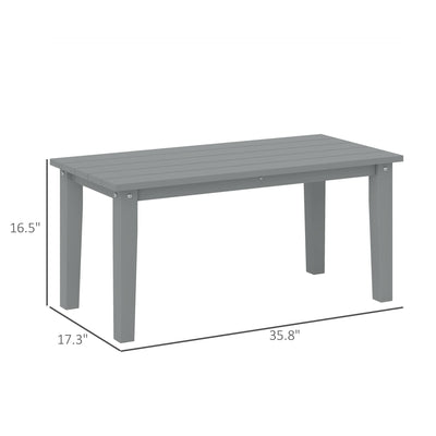 Rectangle Outdoor Coffee Table, HDPE All-Weather Outdoor Patio Table with Slatted Tabletop for Yard, Balcony