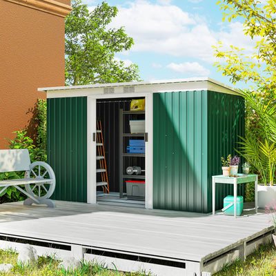 9' x 4' Metal Outdoor Storage Shed, Tool House with Double Lockable Doors for Backyard, Patio, Lawn, Garage