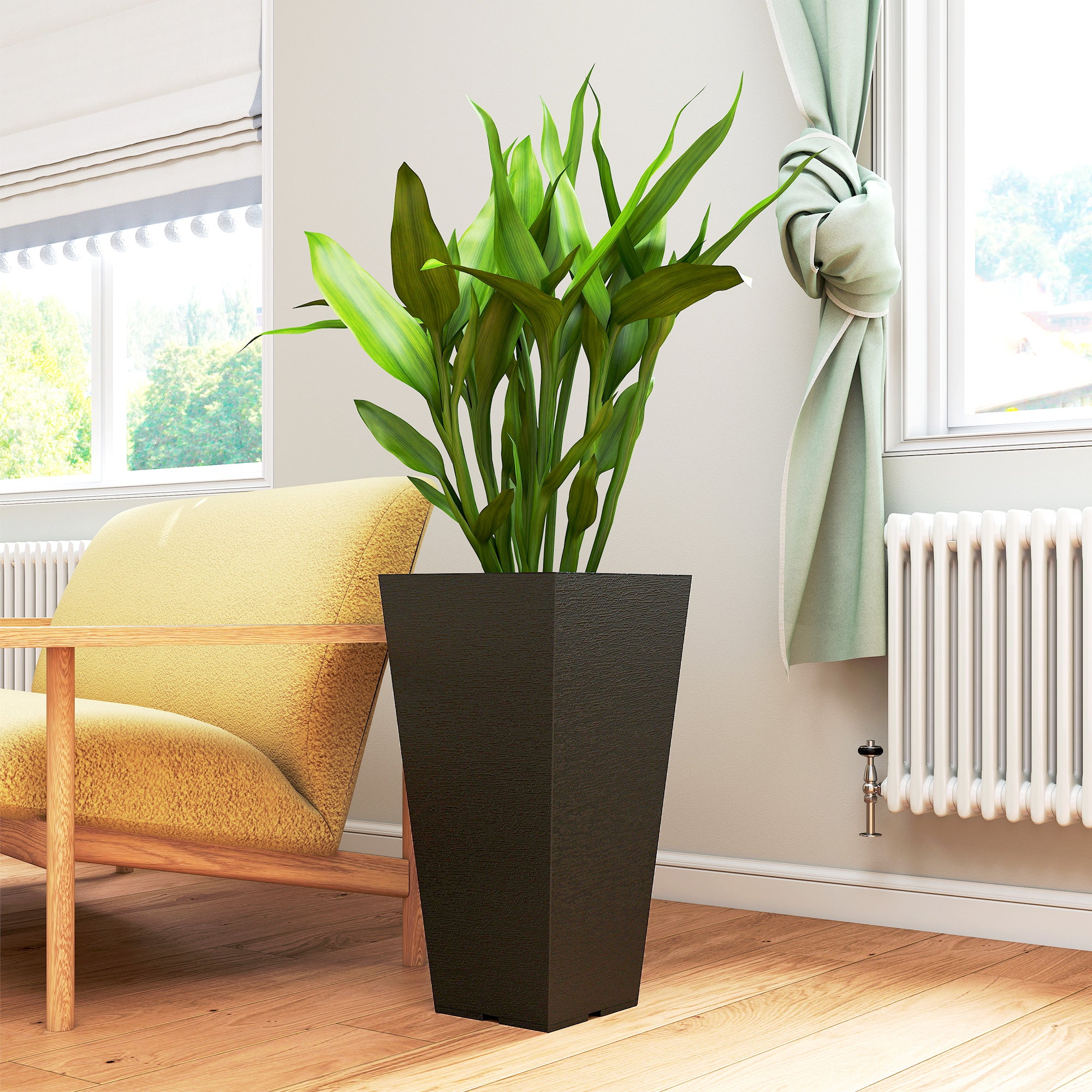 23 Inch Tall Planters for Outdoor Plants, Set of 2 Plastic Flower Pots, for Front Door Patio Garden Use