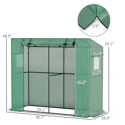 Walk-in Portable Greenhouse Small Greenhouse for Outdoors with UV-resistant PE Cover, 6.6' x 2.5' x 5.6'