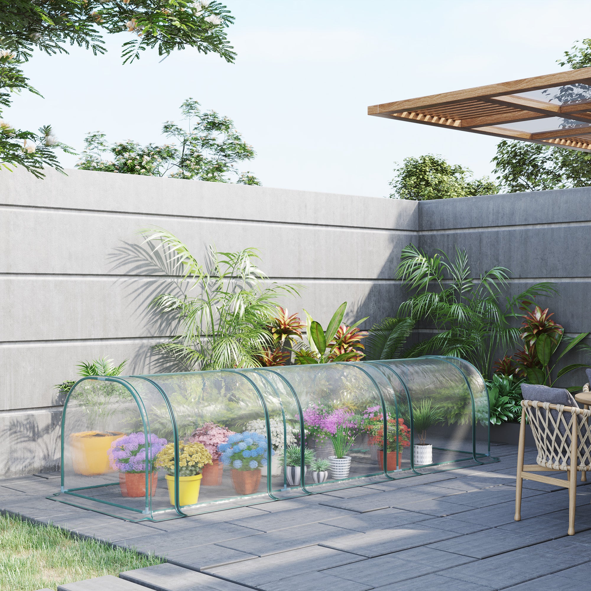 11.5' L x 3.25' W x 2.5' H PVC Metal Tunnel Garden Greenhouse Kit