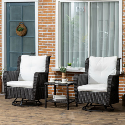Patio Bistro Set, Porch Furniture with 360° Rotation & Rocking Function, 28.25"x30.75"x36.25"