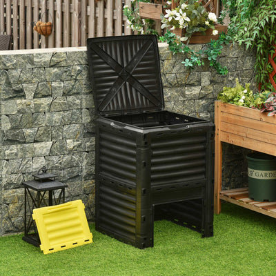 Garden Compost Bin 80 Gallon Outdoor Large Capacity Composter Fast Create Fertile Soil Aerating Box, Easy Assembly