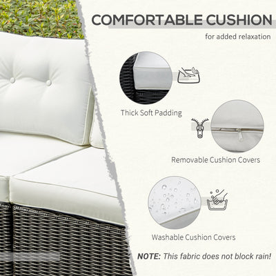 2 Piece Patio Wicker Corner Sofa Set, Outdoor PE Rattan Furniture, with Curved Armrests and Padded Cushions for Balcony, Garden, or Lawn
