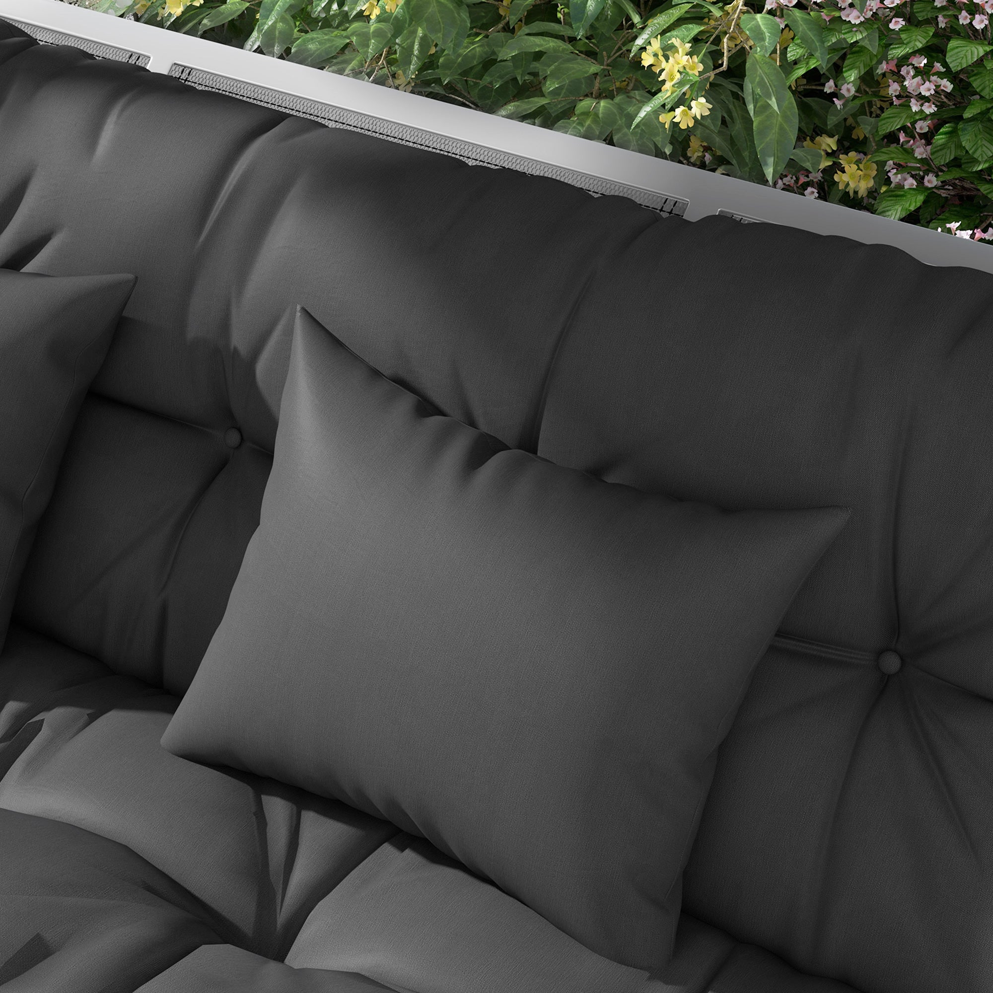 59" Tufted Bench Cushions & Throw Pillows, Replacement Bench Seat Pad, Back & 2 Pillows for Outdoor Furniture, Charcoal