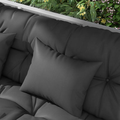 59" Tufted Bench Cushions & Throw Pillows, Replacement Bench Seat Pad, Back & 2 Pillows for Outdoor Furniture, Charcoal