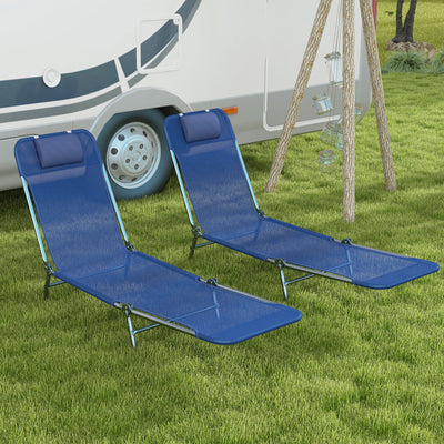 2 Piece Folding Chaise Lounge Chairs, Pool Sun Tanning Chairs with Reclining Back, Breathable Mesh Seat