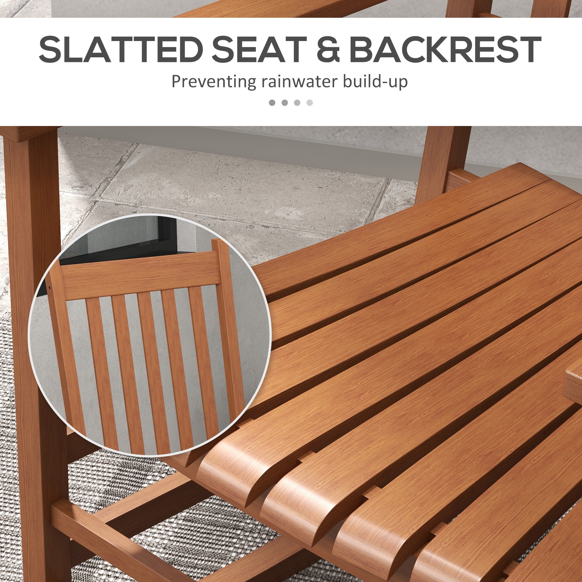 Outdoor Rocking Chair Set of 2, Patio Rocking Chair with Smooth Curves, High Density Wooden Rockers for Lawn Garden Porch, Supports Up to 350lbs