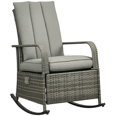 PE Rattan Rocking Recliner with Footrest
