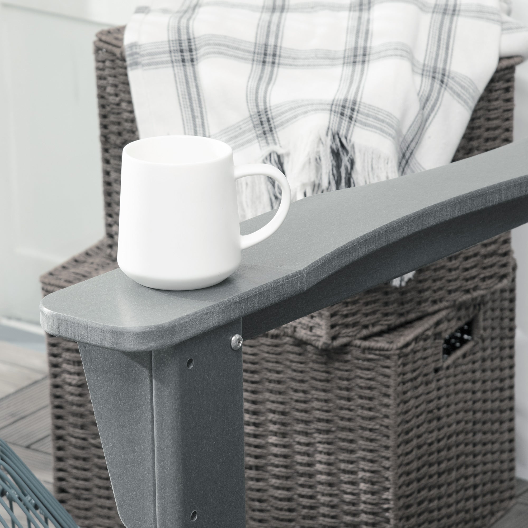 Outdoor Rocking Chair, HDPE Adirondack Porch Rocker Chair for Garden, Patio, Light Gray