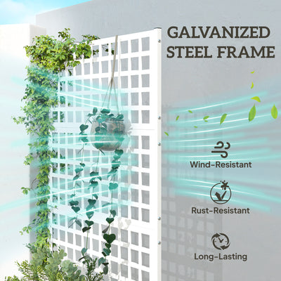 Galvanized Raised Garden Bed Planter Box with Trellis for Climbing Plants, Vegetable, Vines, 43" x 16" x 70"