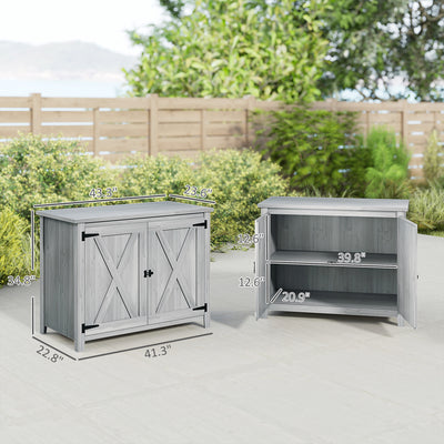 Wooden Outdoor Storage Cabinet, Garden Shed Potting Shed with Shelf and Double Doors