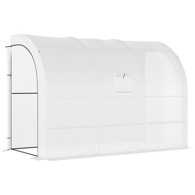 10' x 5' x 7' Outdoor Walk-In Greenhouse, Plant Nursery with Zippered Doors, PE Cover and 3 Wire Shelves
