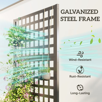 Galvanized Raised Garden Bed Planter Box with Trellis for Climbing Plants, Vegetable, Vines, 35" x 16" x 70"