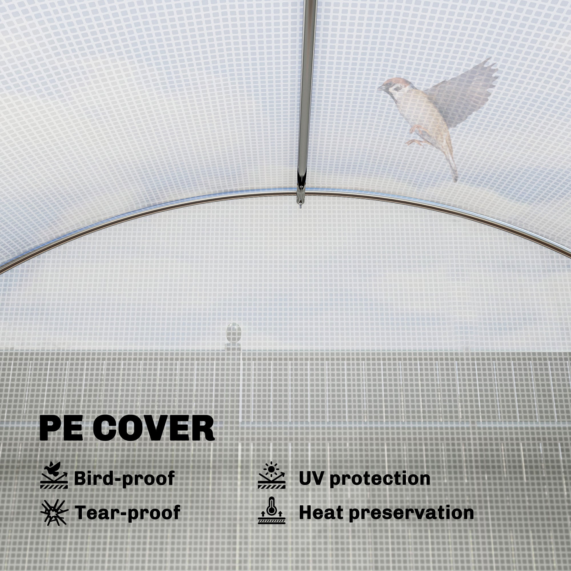 10'x11'x6' Walk-in Tunnel Greenhouse with Shelves, Mesh Door and Windows, Hoop House Greenhouse with PE Cover