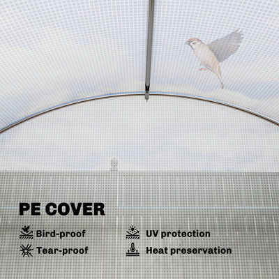 10'x11'x6' Walk-in Tunnel Greenhouse with Shelves, Mesh Door and Windows, Hoop House Greenhouse with PE Cover