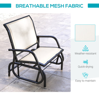 Outdoor Glider Chair, Steel Swing Chai with Curved Armrests for Porch, Garden, Poolside, Balcony
