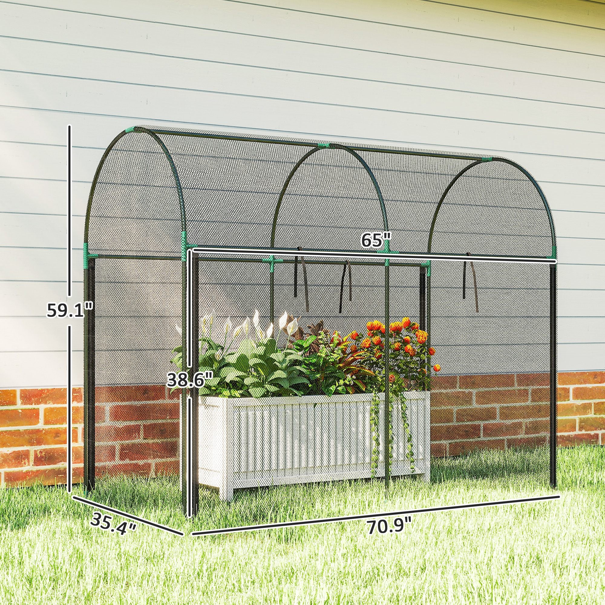 Crop Cage, 6' x 3' x 5' Large Plant Protection Tent with Zippered Door, Outdoor Garden Cage
