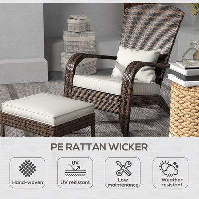 Wicker Adirondack Chair Fire Pit Chair w/ Ottoman & Cushions