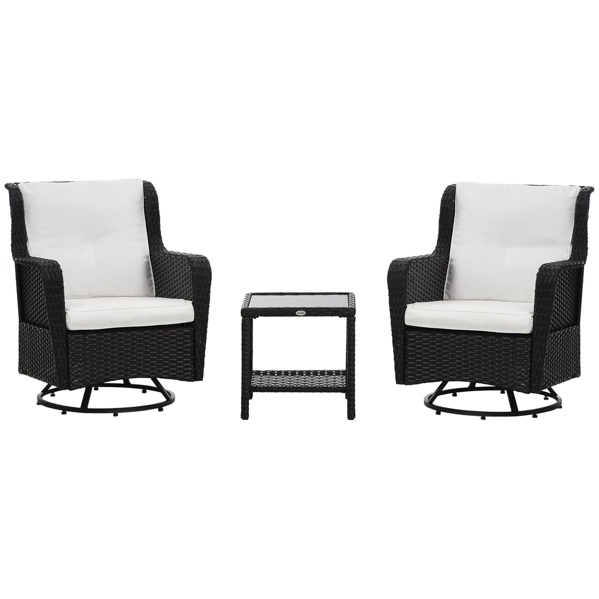 Patio Bistro Set, Porch Furniture with 360° Rotation & Rocking Function, 28.25"x30.75"x36.25"