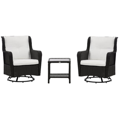 Patio Bistro Set, Porch Furniture with 360° Rotation & Rocking Function, 28.25"x30.75"x36.25"