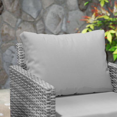 3PCS Patio Set, Wicker Bistro Set with Cushions, Rattan Chairs, Glass Coffee Table for Backyard, Porch, Balcony, Gray