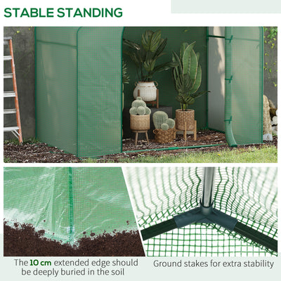 6' x 3' x 5' Portable Walk-in Greenhouse, PE Cover, Steel Frame Garden Hot House, Zipper Door, Top Vent for Flowers, Vegetables, Saplings, Tropical Plants, Green