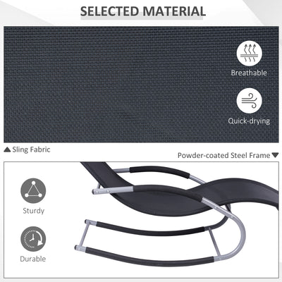 Zero Gravity Rocking Chair Outdoor Chaise Lounge Chair Recliner Rocker with Detachable Pillow and Weather-Fighting Fabric for Patio, Deck, Pool