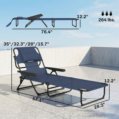 Folding Lounge Chair w/ Reclining Back
