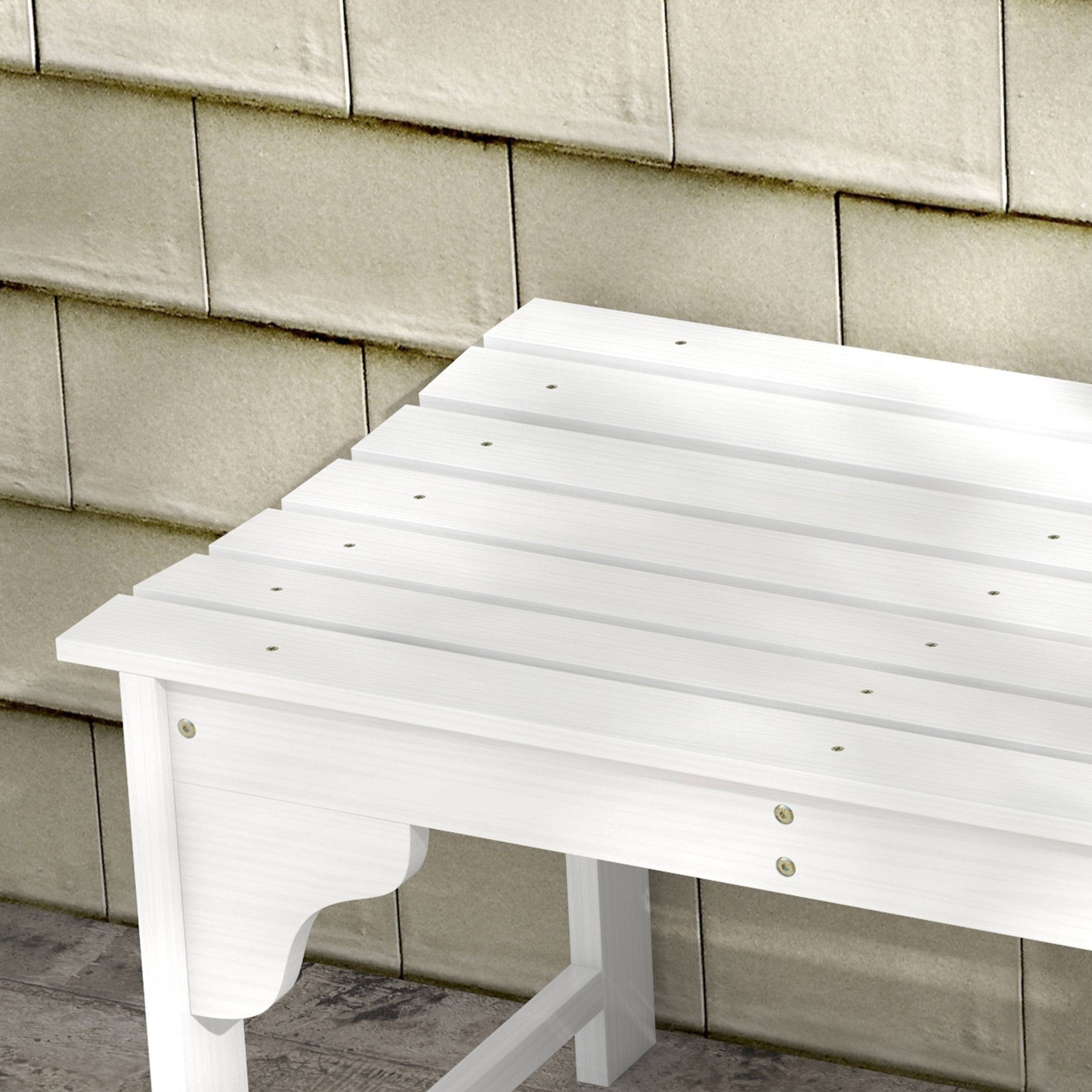 Slatted Wooden Garden Bench, Curved Seat Front Porch Bench, White