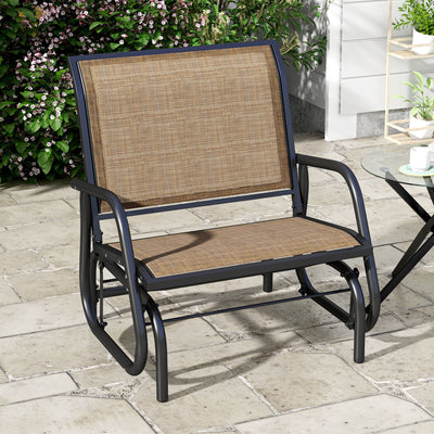 Outdoor Glider Chair, Steel Swing Chai with Curved Armrests for Porch, Garden, Poolside, Balcony