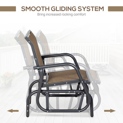 Outdoor Glider Chair, Steel Swing Chai with Curved Armrests for Porch, Garden, Poolside, Balcony