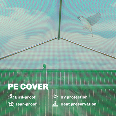 10'x11'x6' Walk-in Tunnel Greenhouse with Shelves, Mesh Door and Windows, Plant Hot House with PE Cover