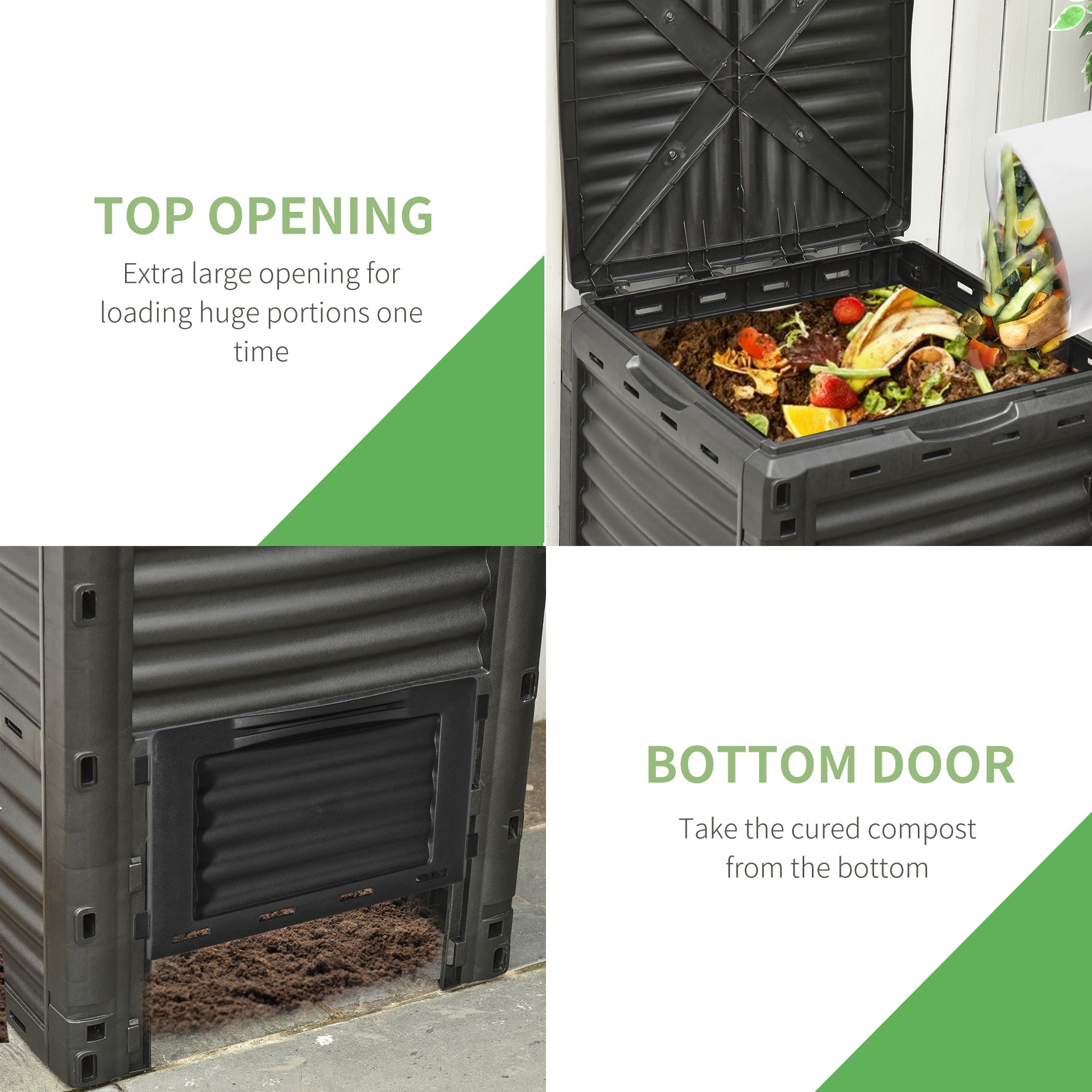 Garden Compost Bin 80 Gallon Outdoor Large Capacity Composter Fast Create Fertile Soil Aerating Box, Easy Assembly