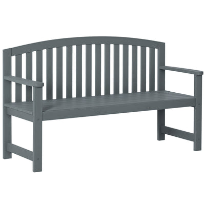 56" Outdoor Wood Bench, 2-Seater Garden Bench with Backrest and Armrest, Patio Bench for Patio, Porch, Poolside, Balcony, Gray