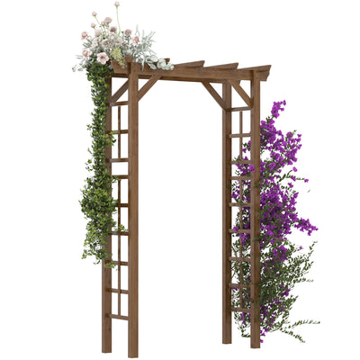 85" Wooden Garden Arbor for Wedding and Ceremony, Outdoor Garden Arch Trellis for Climbing Vines