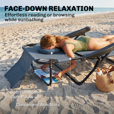 Folding Lounge Chair w/ Reclining Back