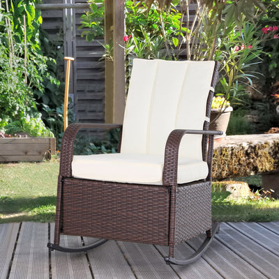 PE Rattan Rocking Recliner with Footrest