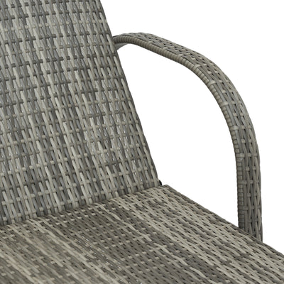 Outdoor Chaise Lounge, 5-Level Adjustable Backrest Rattan Pool Lounge Chair with Wheels, Cushion & Headrest