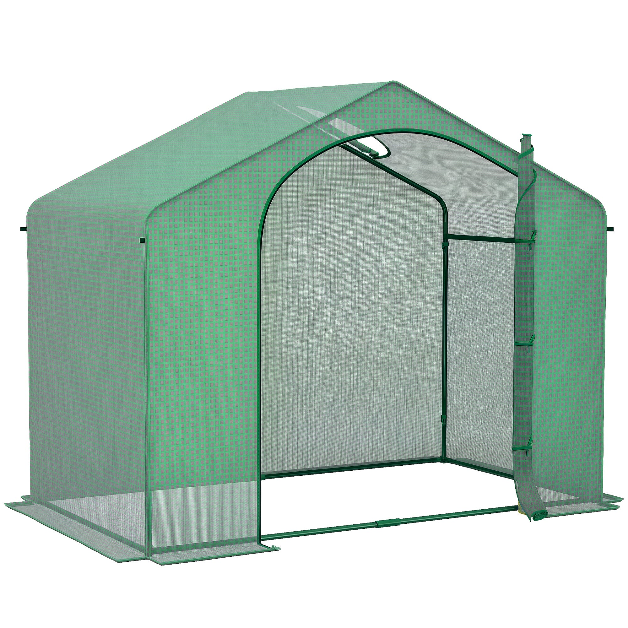 6' x 3' x 5' Portable Walk-in Greenhouse, PE Cover, Steel Frame Garden Hot House, Zipper Door, Top Vent for Flowers, Vegetables, Saplings, Tropical Plants, Green