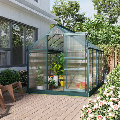 Greenhouse for Outdoors, Polycarbonate Greenhouse with Rain Gutter and Roof Vent, Aluminum Walk-in Green House for Patio Backyard Garden