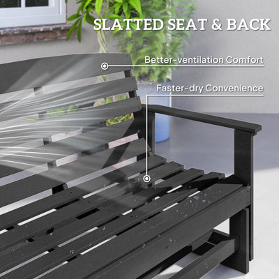 Patio Glider Bench w/ HDPE Slatted Double Rocking Chair
