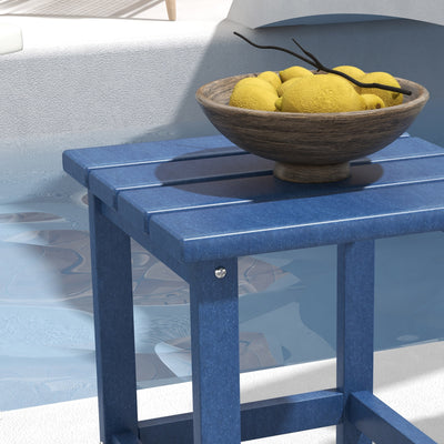 Adirondack Side Table, Square Patio End Table, Weather Resistant 15" Outdoor HDPE Table for Porch, Pool, Balcony