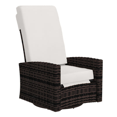 Outdoor Wicker Swivel Recliner Chair, Lifting Footrest, 360° Rotating Basic, Water-resistant Cushions, Dark