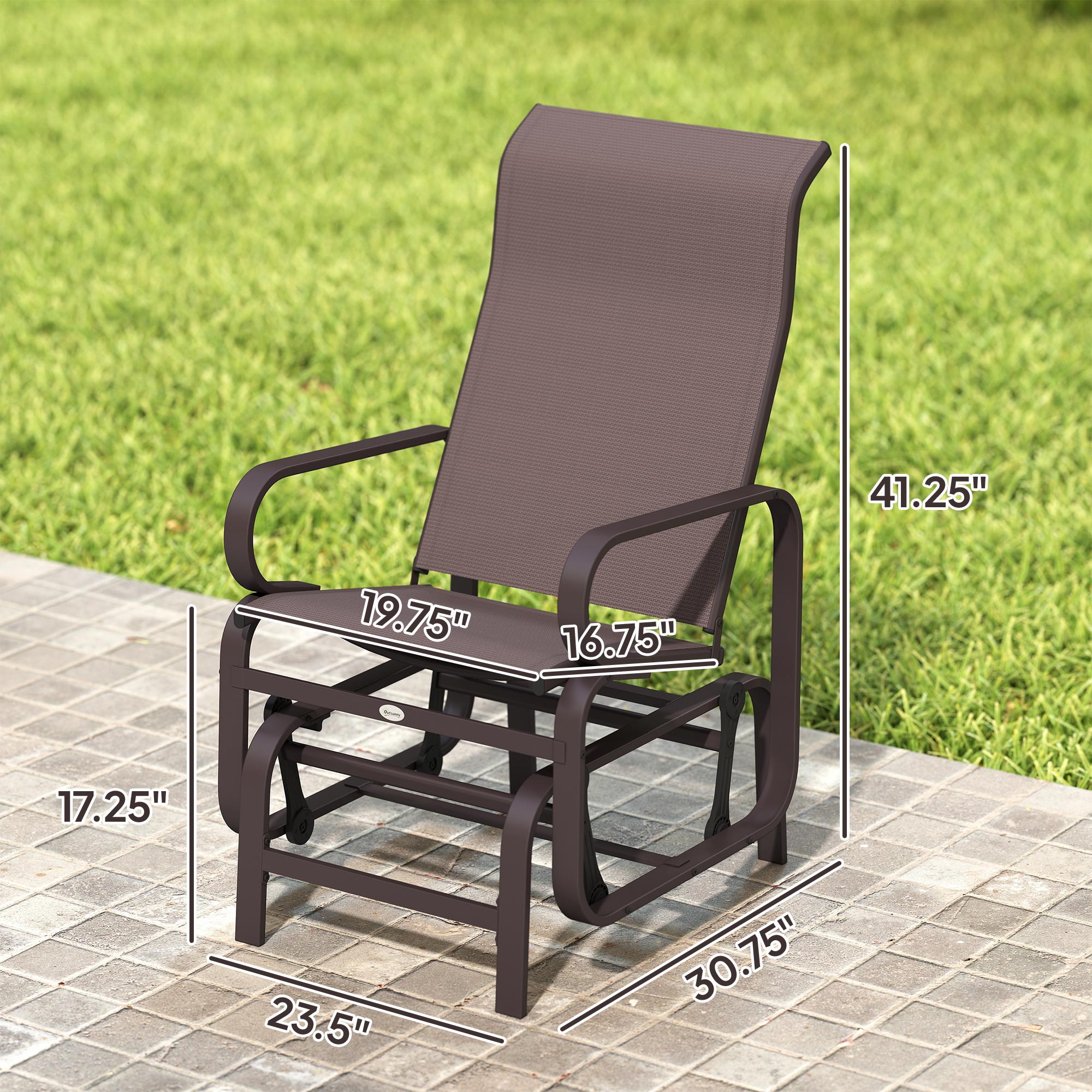 Gliding Lounger Chair Set of 2, Single Rockers with Lightweight Metal & Mesh Construction