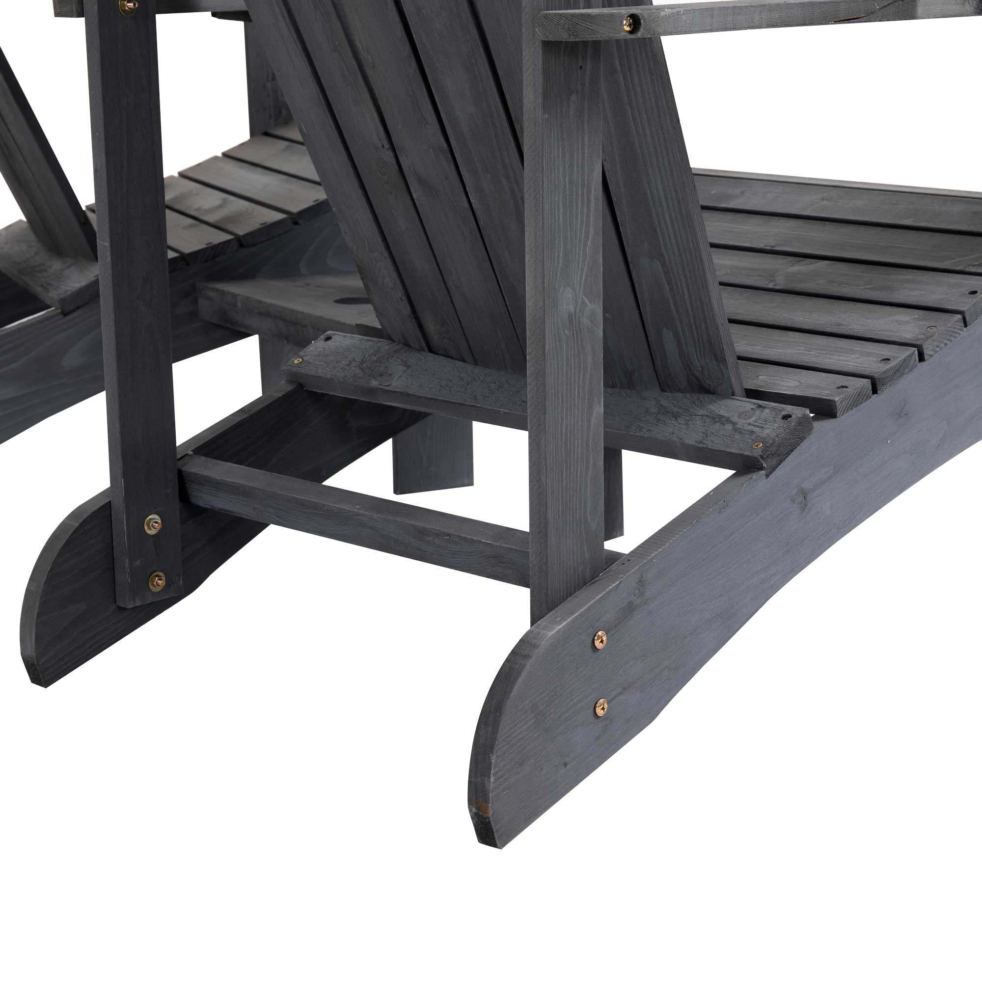 Fire Pit Seating, 2 Wooden Adirondack Chairs with Outdoor Table & Umbrella Hole, Wood 2 Person Adirondack Bench