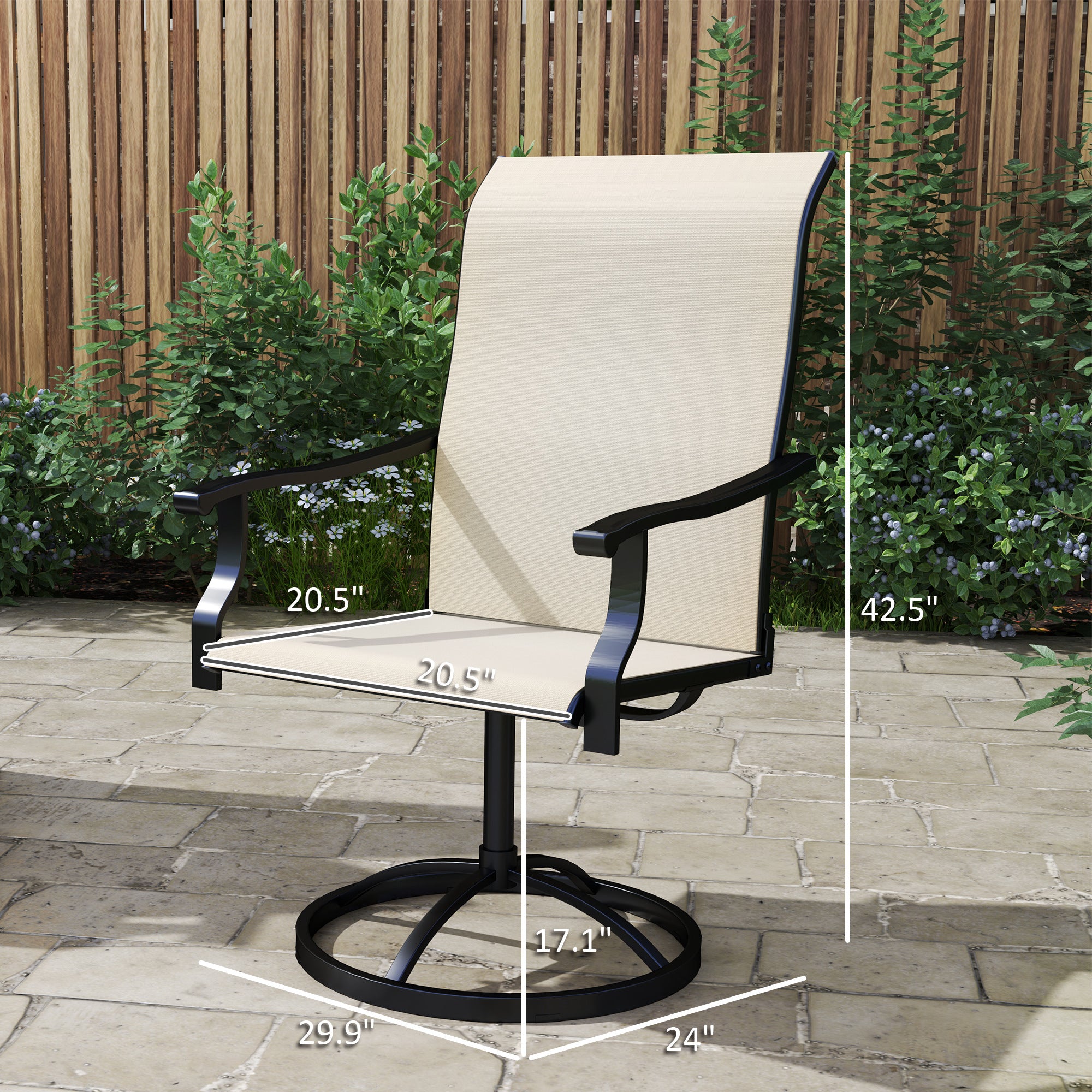 Patio Swivel Chairs Set of 2, High Back Patio Dining Chairs with All-Weather Mesh for Backyard, Lawn, Garden
