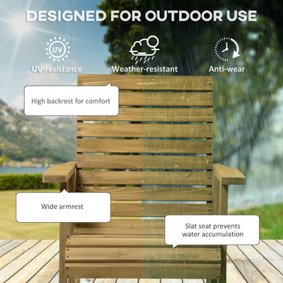 Wooden Outdoor Rocking Chair, Traditional Slatted Wood Rocker Chair with Armrests and High Backrest for Indoor & Outdoor, Light Brown