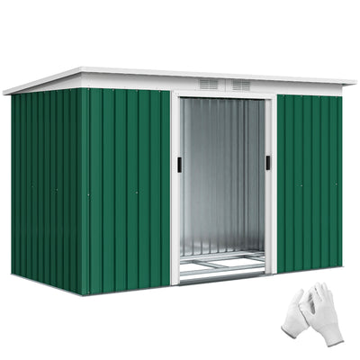 9' x 4' Metal Outdoor Storage Shed, Tool House with Double Lockable Doors for Backyard, Patio, Lawn, Garage